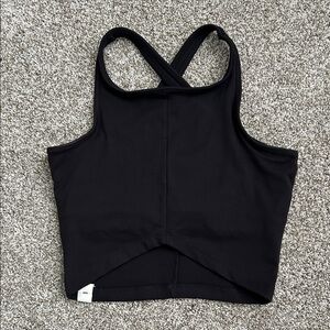 The Giving Movement Black Cross-Back Crop Top, Size Medium